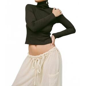 NEW GIL RODRIGUEZ bellevue long sleeve turtleneck top in black